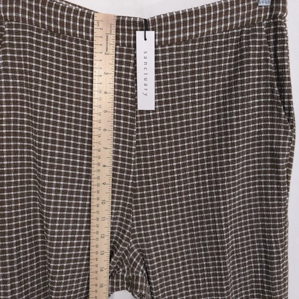 ANTHROPOLOGIE Sanctuary New Pants XL Women's Westside Check Chocolate Crop Brown - Picture 5 of 13